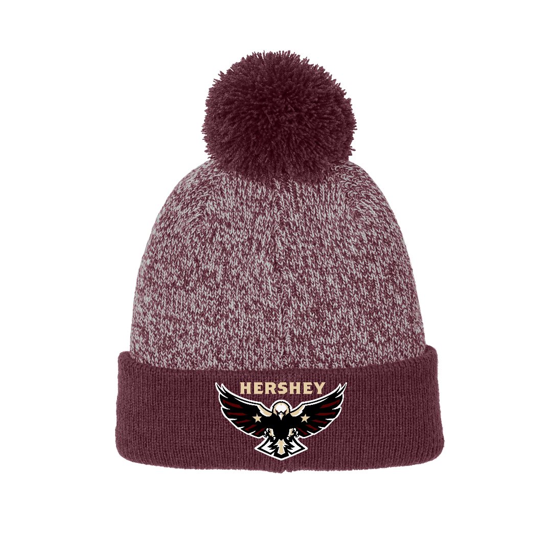 Hershey Eagles Ice Hockey Sport-Tek® Stripe Pom Beanie {Maroon}