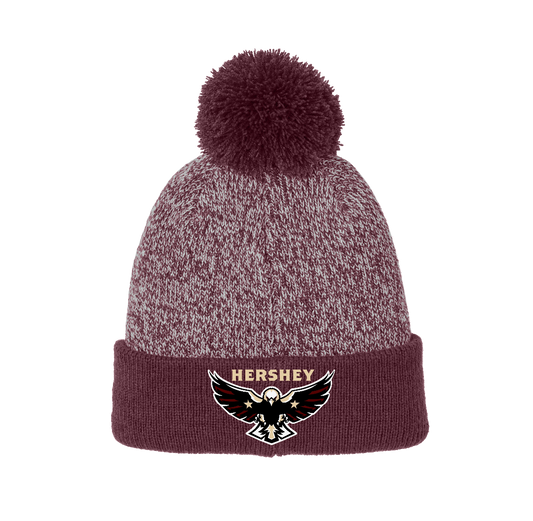 Hershey Eagles Ice Hockey Sport-Tek® Stripe Pom Beanie {Maroon}