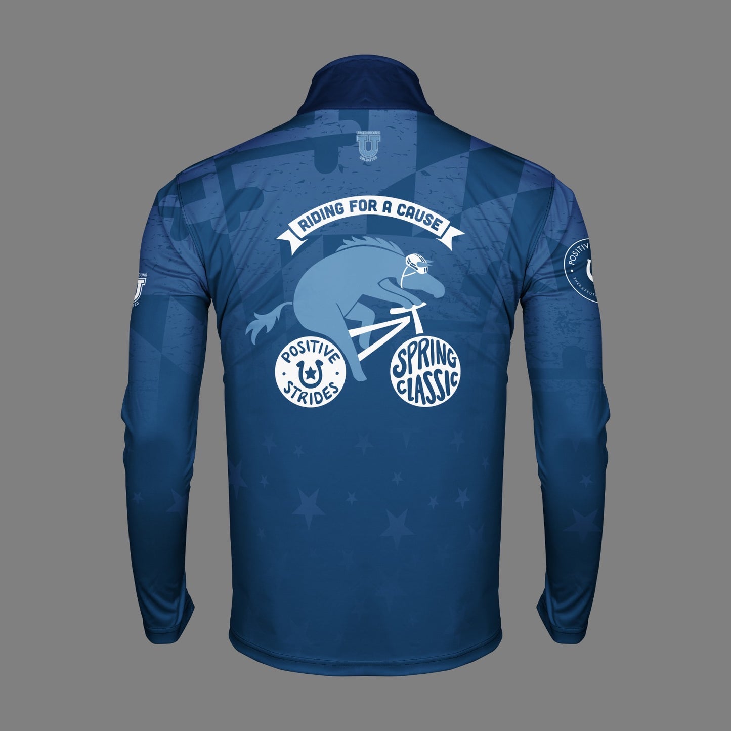 Positive Strides "Spring Classic" Dri Tech Performance 1/4 Zip Pullover ~ Navy Maryland Fade