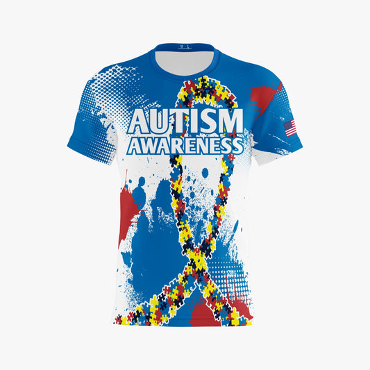 Autism Awareness Performance Apparel ~ Puzzle Ribbon {Royal}