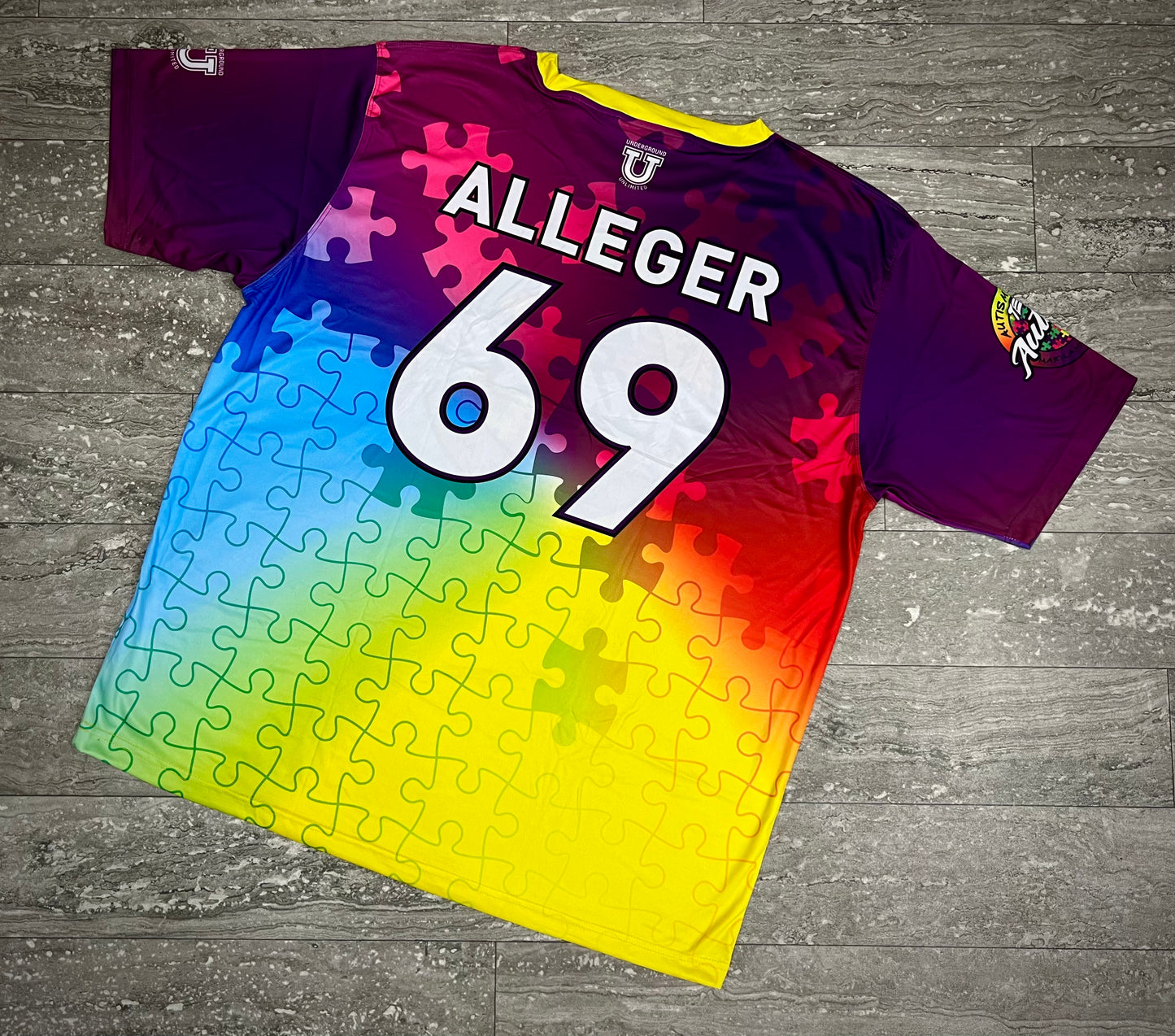 Team Autism Performance Apparel ~ Rainbow Ghosted Puzzle