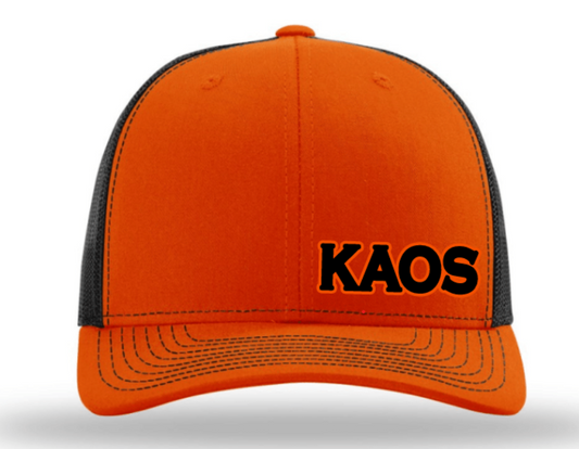 "KAOS" 3D Puff Embroidered Hat ~ Orange and Black