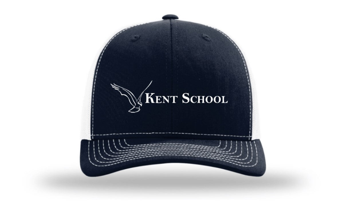 The Kent School Embroidered Hat ~ Navy and White Mesh