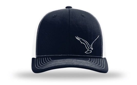 The Kent School Embroidered Hat ~ Navy and White Mesh ~ Osprey