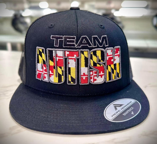 Team Autism Logo Embroidered Hat ~ Black {Maryland Colors}