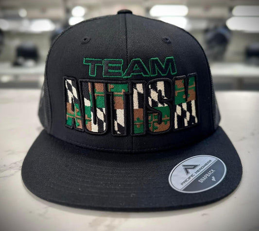 Team Autism Logo Embroidered Hat ~ Black {Camo Colors}