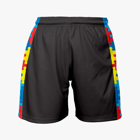 Team Autism Dri Tech Stretch Training Shorts {Puzzle Black}