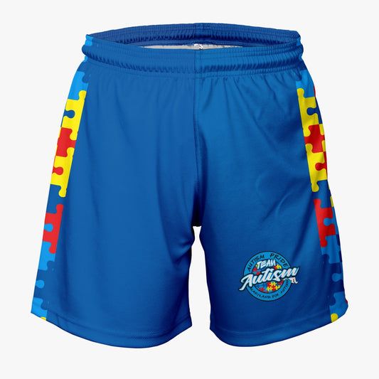 Team Autism Dri Tech Stretch Training Shorts {Puzzle Royal}