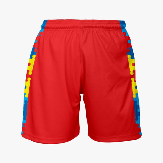 Team Autism Dri Tech Stretch Training Shorts {Puzzle Red}