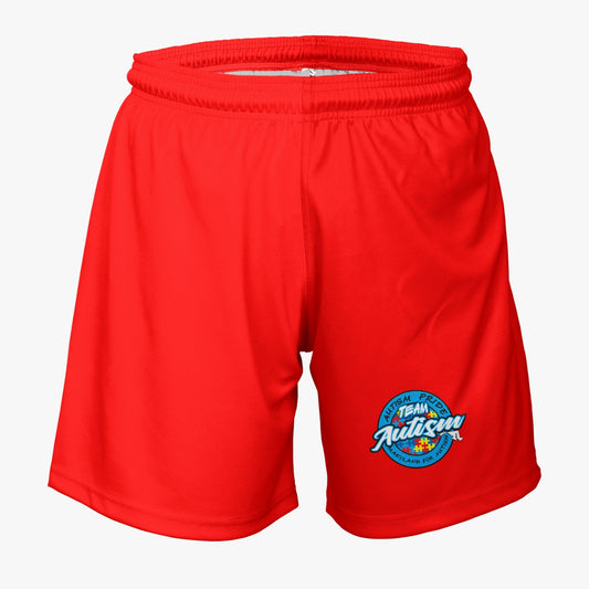 Team Autism Dri Tech Stretch Training Shorts {Solid Red}