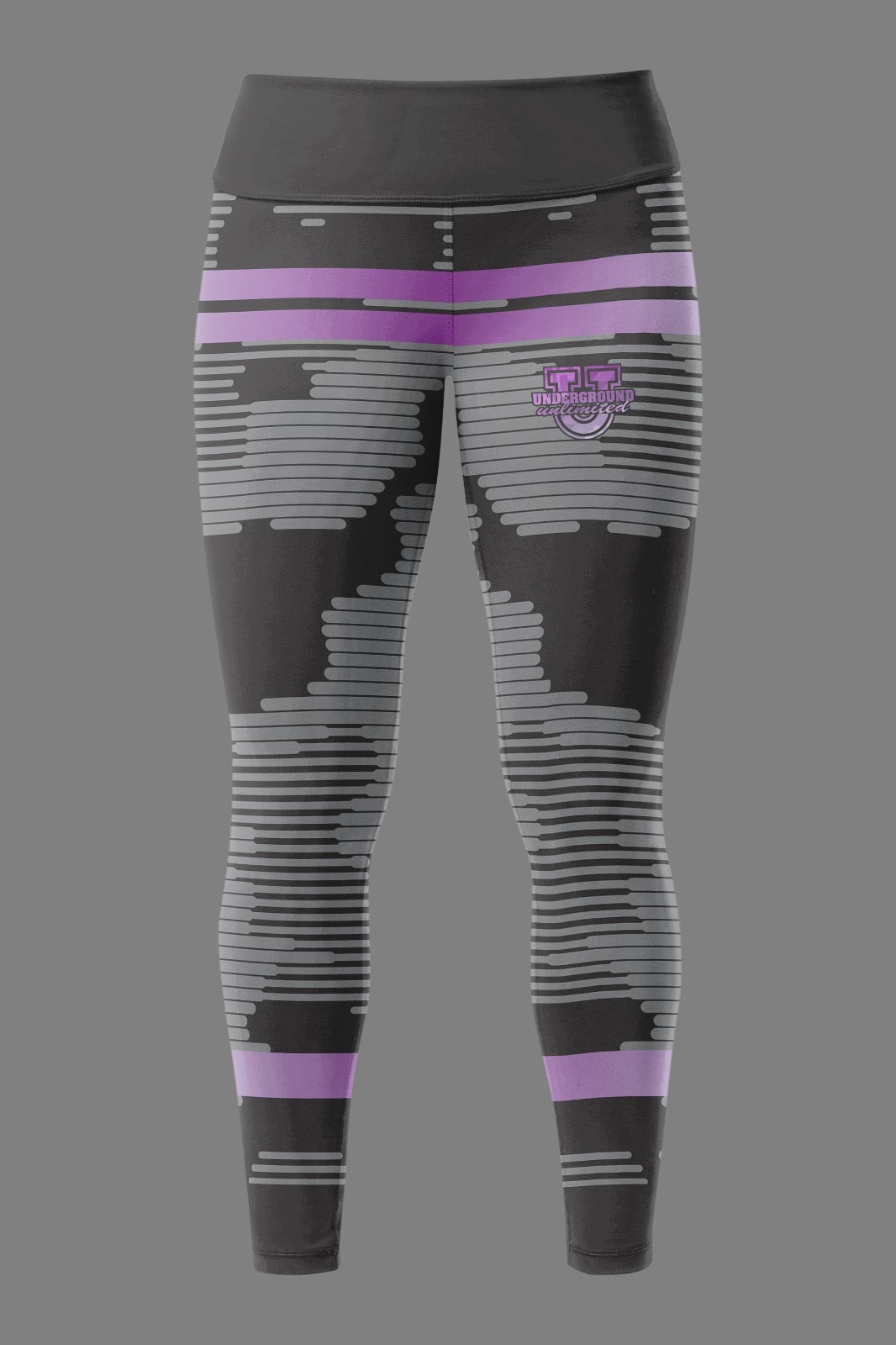Women's Underground Performance Leggings ~ Black Charcoal Purple