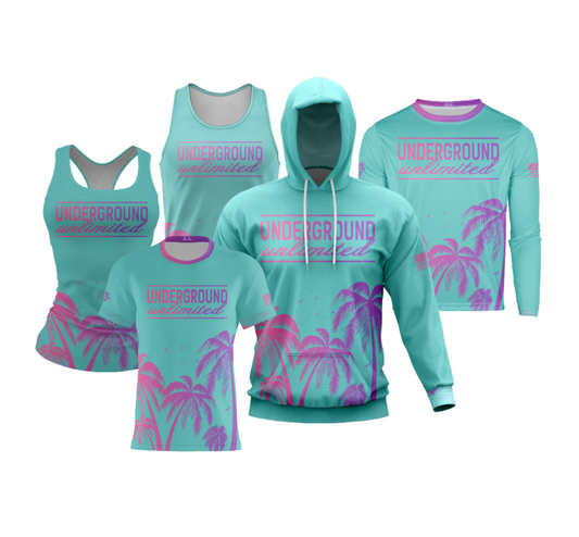 Underground Unlimited Summer 2024 Performance Dri Tech Apparel ~ Teal High Flo Tropical