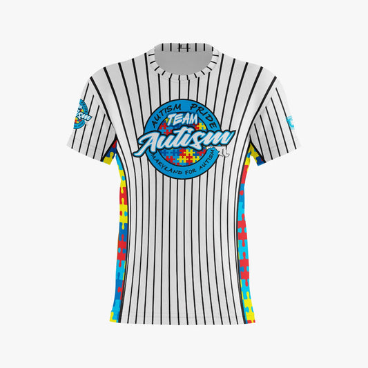 Team Autism Performance Apparel ~ Black Pinstripe Puzzle {White}