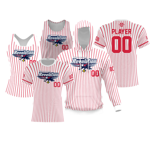Havenwood Revolution Performance Dri Tech Apparel ~ White Red Pinstripes