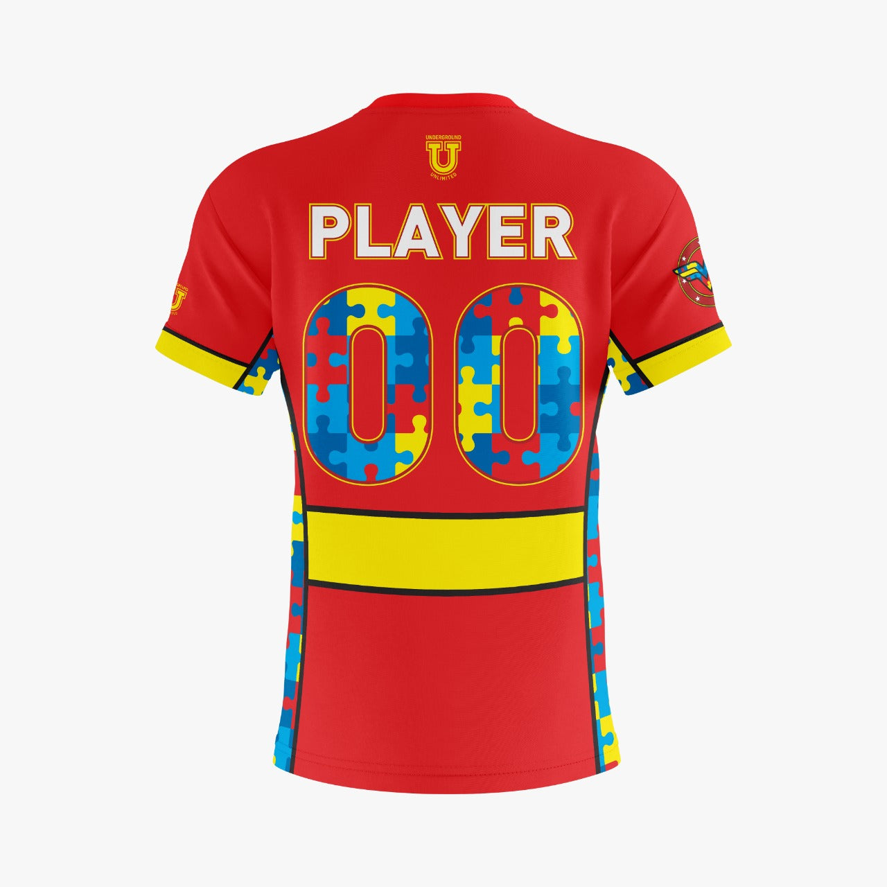 Team Autism Wonderwoman ~ Puzzle Side Design {Red}