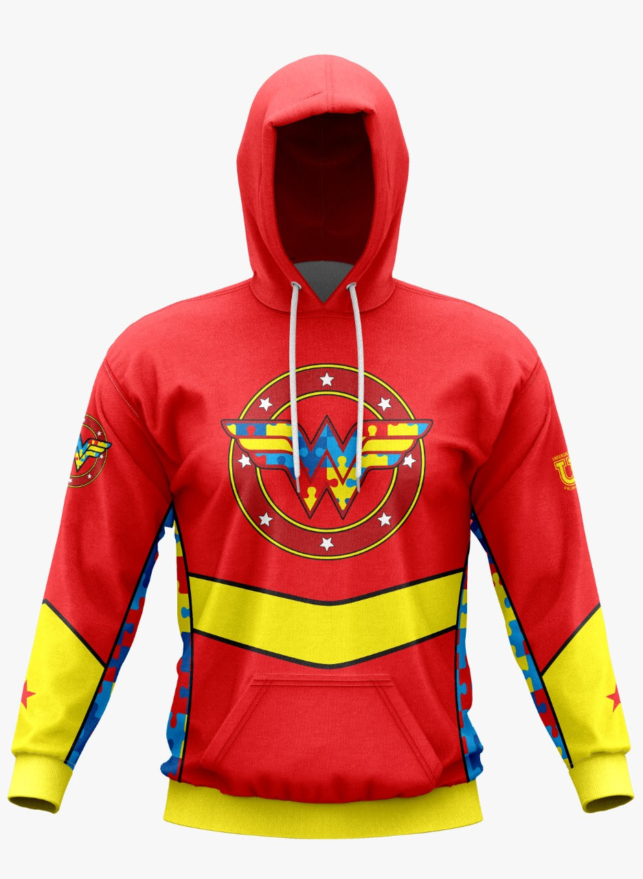 Team Autism Wonderwoman ~ Puzzle Side Design {Red}