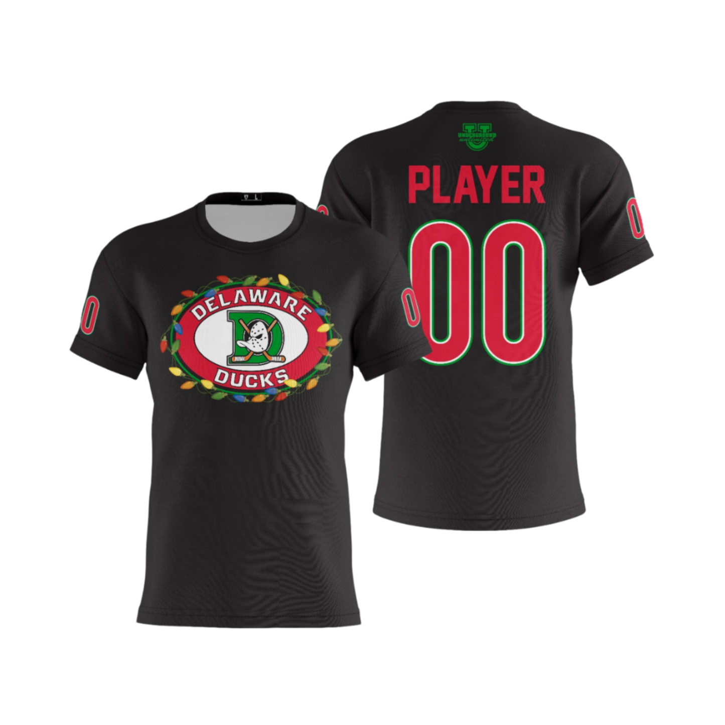 Delaware Ducks Performance Dri Tech Apparel ~ Holiday Lights {Solid Black}