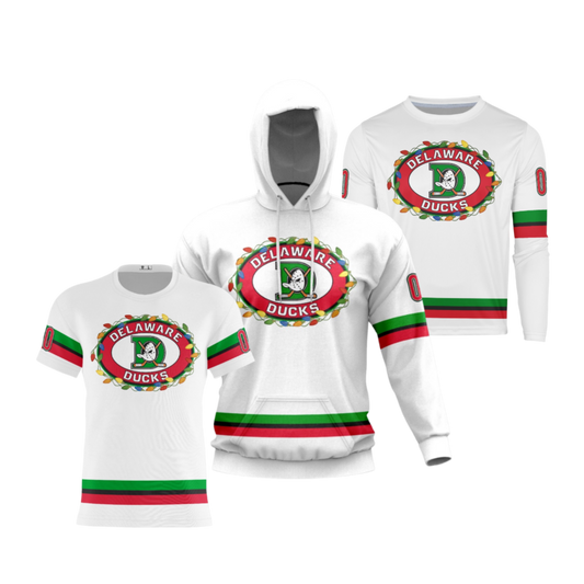 Delaware Ducks Performance Dri Tech Apparel ~ Holiday Lights {White Stripes}