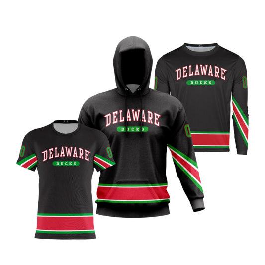 Delaware Ducks Performance Dri Tech Apparel ~ Holiday Lights {Black Stripes}