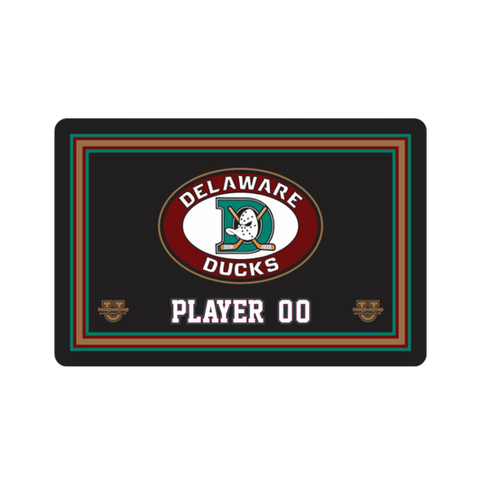 Delaware Ducks Sherpa Lined Blanket ~ Ducks Blanket {Border Black ~ Round Logo}