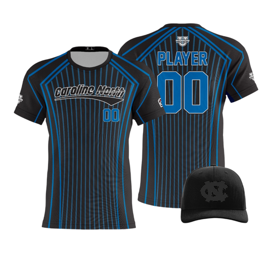 Caroline North Performance Dri Tech Design ~ Solid Black w Royal Details