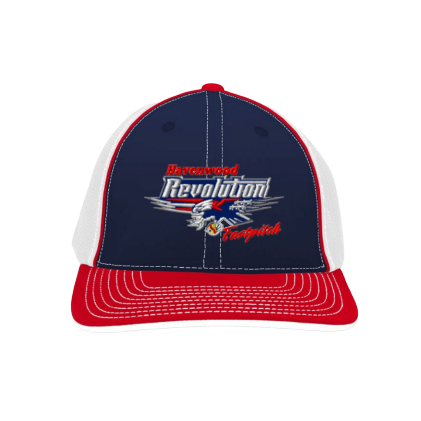 Havenwood Revolution Logo Embroidered Hat ~ Navy/Red (FlexFit)