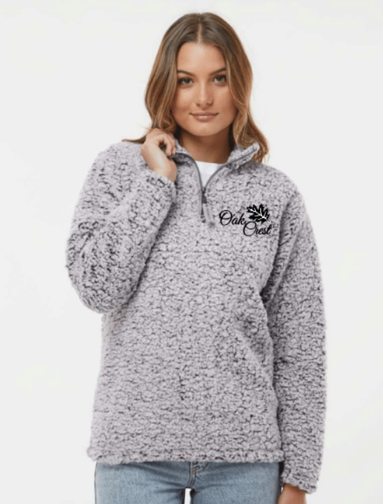 Oak Crest J. America Women's Epic Sherpa 1/4 Zip Pullover ~ Black Heather
