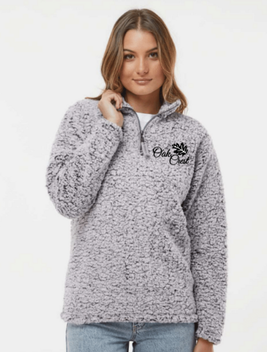 Oak Crest J. America Women's Epic Sherpa 1/4 Zip Pullover ~ Black Heather