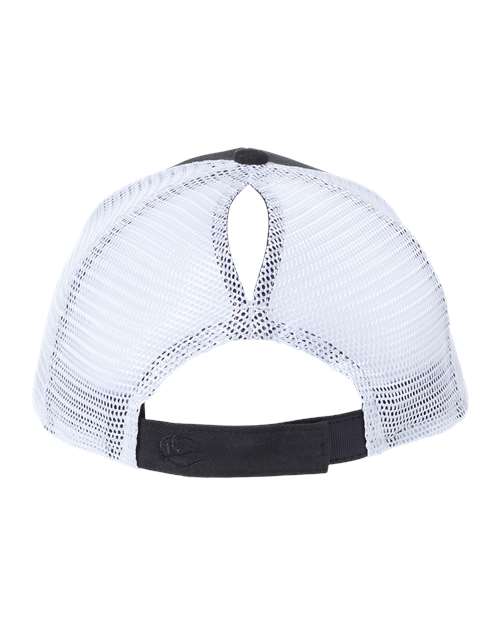Raptor's "R" Embroidered Patch Hat ~ Ponytail Mesh-Back Cap