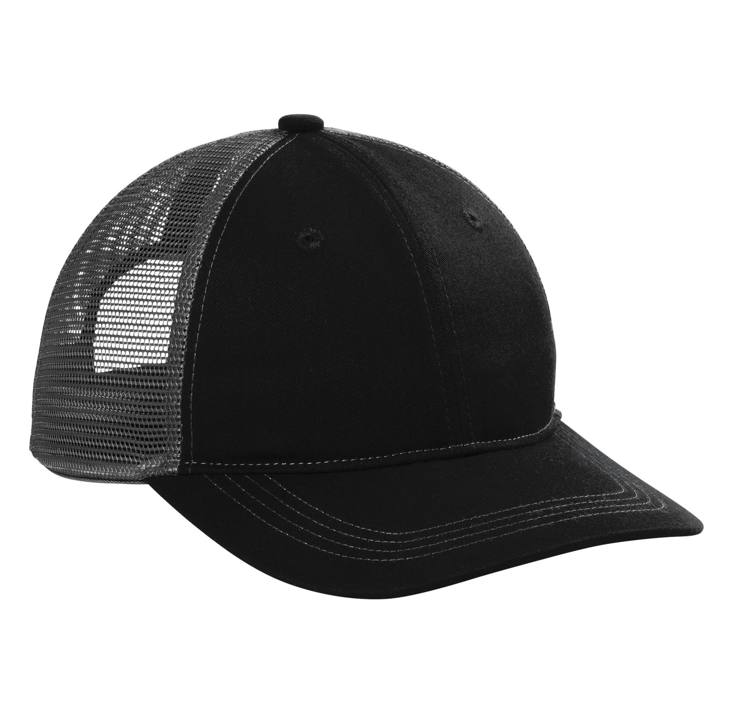 Oak Crest Unstructured Snapback Trucker Cap ~ Black/Grey Steel