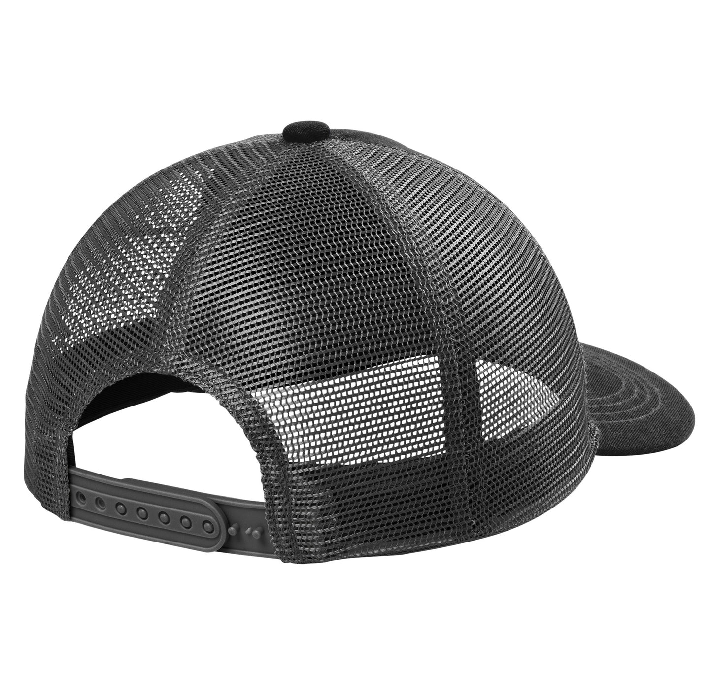 Oak Crest Unstructured Snapback Trucker Cap ~ Black/Grey Steel