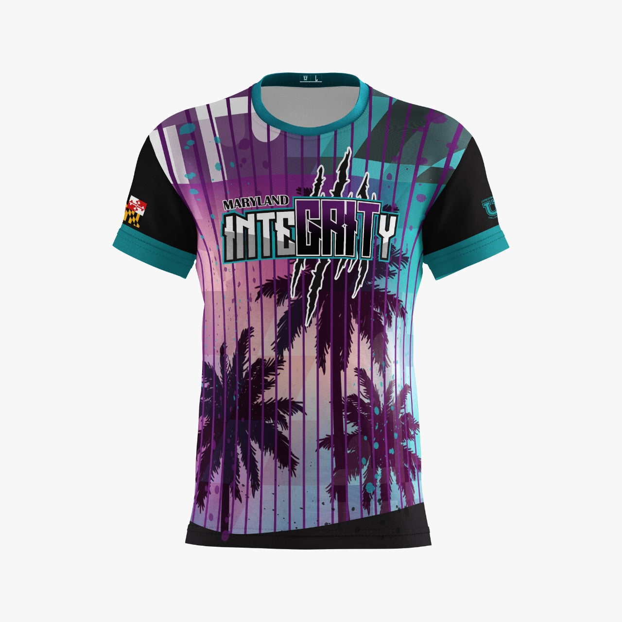 UU MD Integrity Performance Dri Tech Shirt ~ Myrtle Palms and Stripes