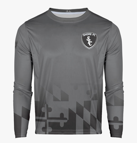 Shore FC Pro Performance Sun Long Sleeve ~ MD Flag Bottom Fade to Grey