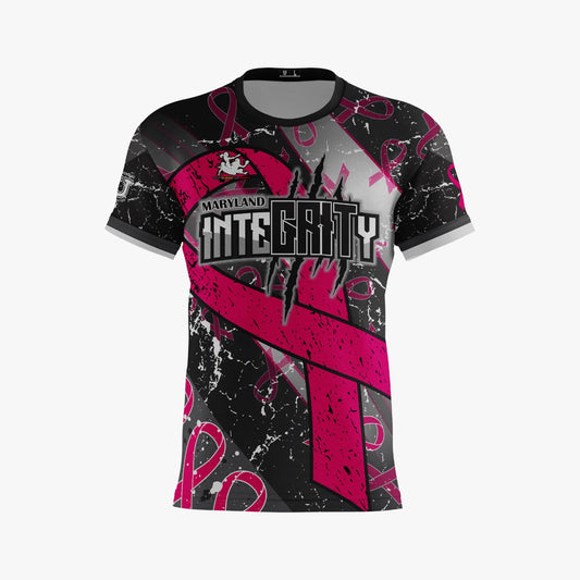 UU MD Integrity Performance Dri Tech Shirt ~ Black Distressed Breast Cancer