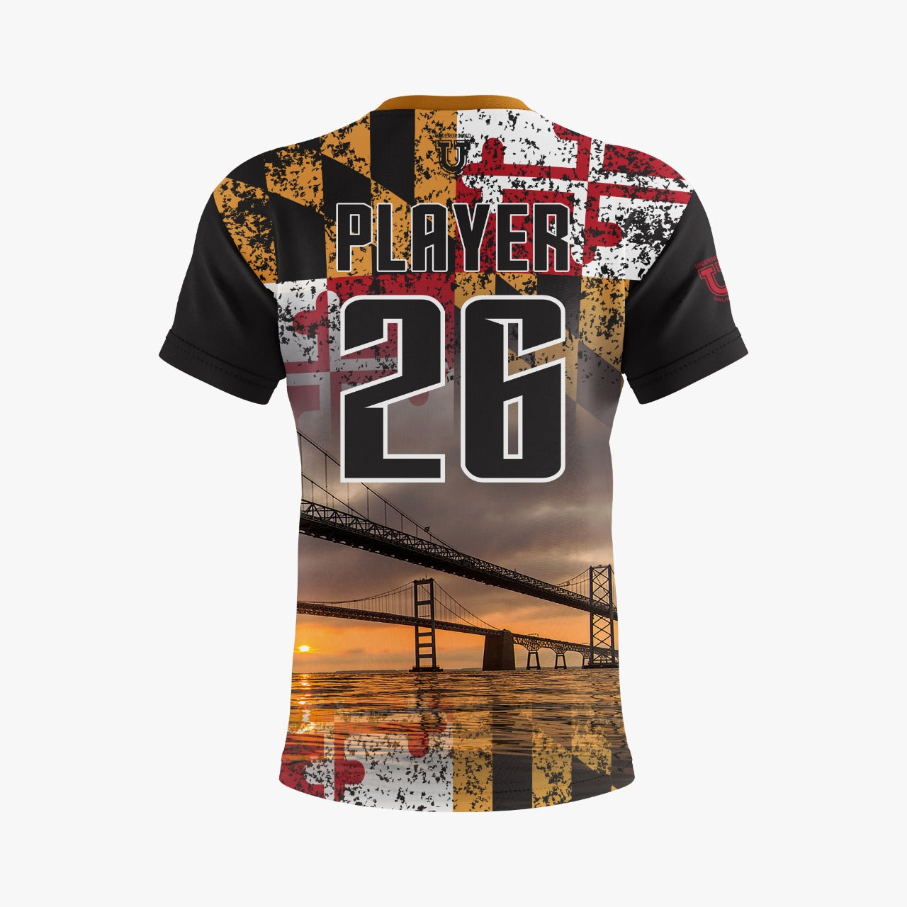 UU MD Integrity Performance Dri Tech Shirt ~ Bay Bridge MD Flag Fade