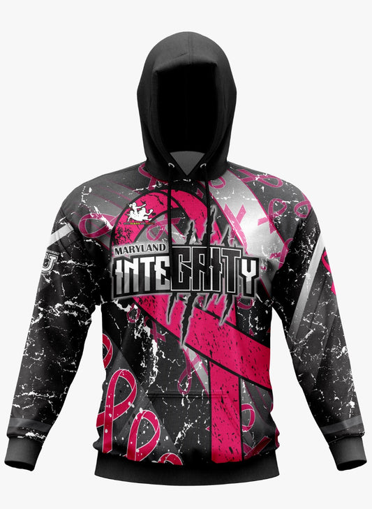 UU MD Integrity Performance Hoodie ~ Black Distressed Breast Cancer