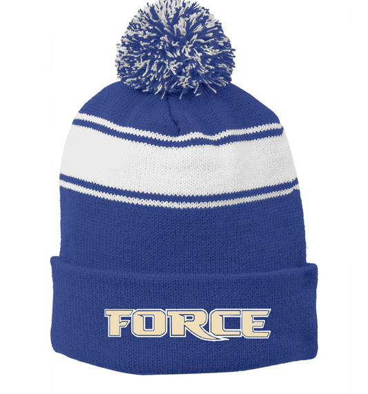 Eastern Shore Force Stripe Pom Pom Beanie {Embroidered}