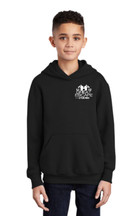 Great Escape Embroidered Core Fleece Pullover Hooded Sweatshirt ~ Youth