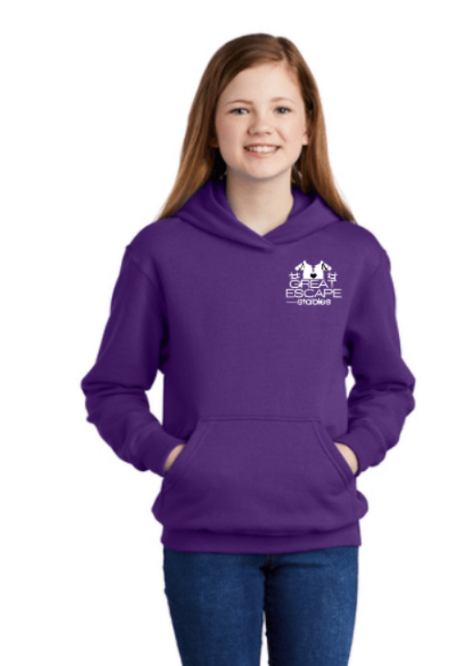 Great Escape Embroidered Core Fleece Pullover Hooded Sweatshirt ~ Youth