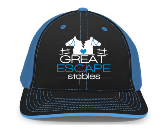 Great Escape Logo Embroidered Hat ~ Black/Neon Blue
