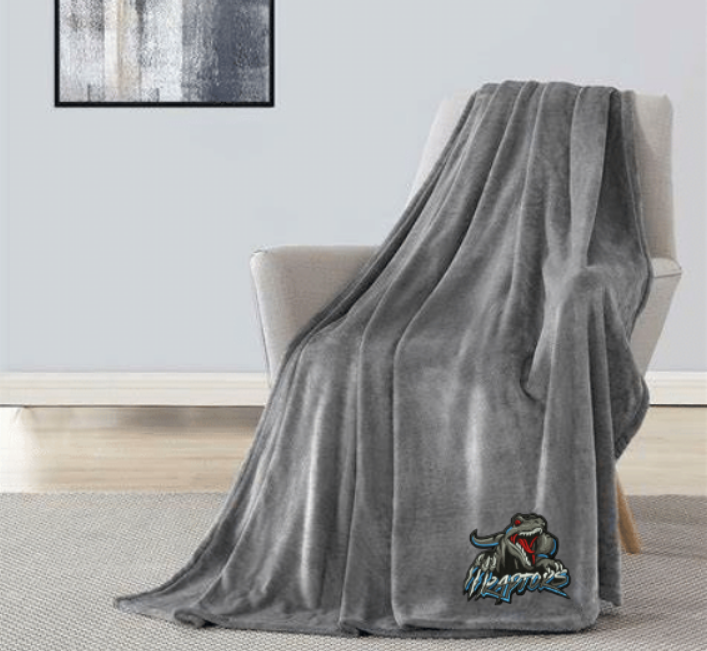Raptors Mountain Lodge Sherpa Lined Blanket ~ Grey