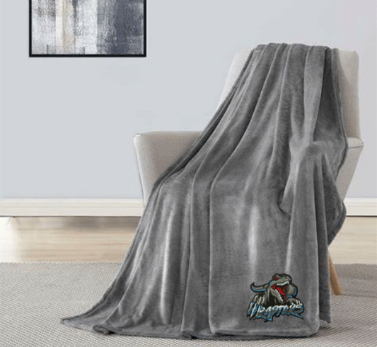 Raptors Mountain Lodge Sherpa Lined Blanket ~ Grey