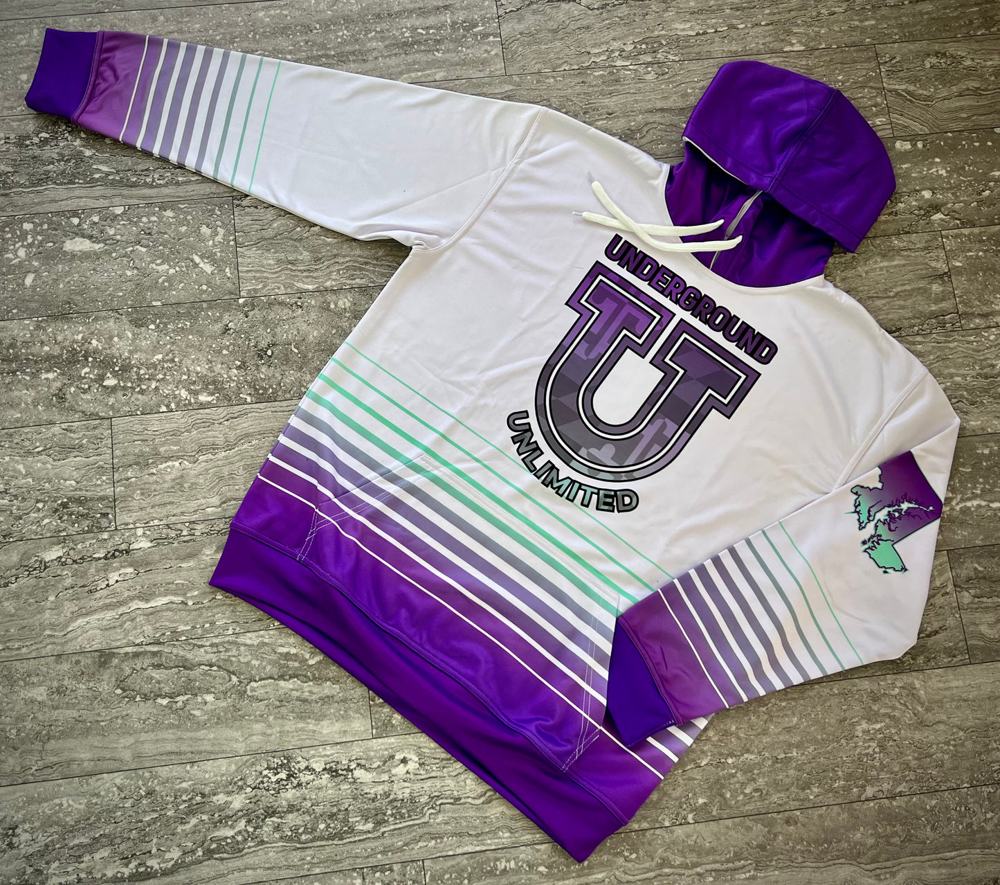 Men’s Underground Performance Hoodie ~ White Striped Flo