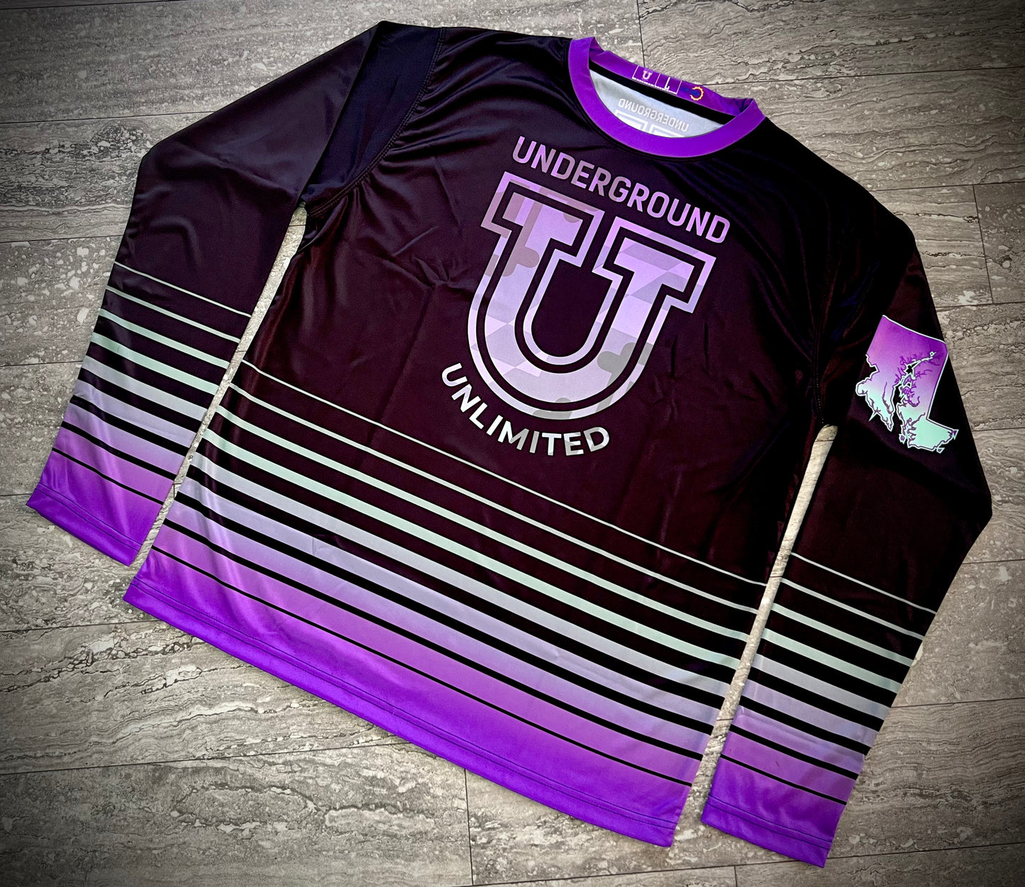 Men’s Underground Pro Performance Sun Long Sleeve ~ Black Striped Flo