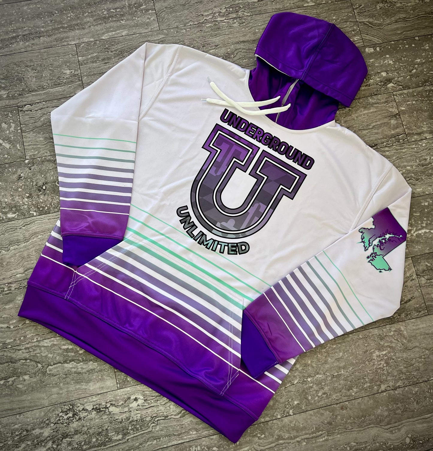 Men’s Underground Performance Hoodie ~ White Striped Flo
