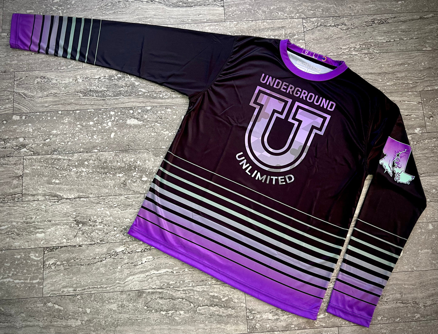 Men’s Underground Pro Performance Sun Long Sleeve ~ Black Striped Flo