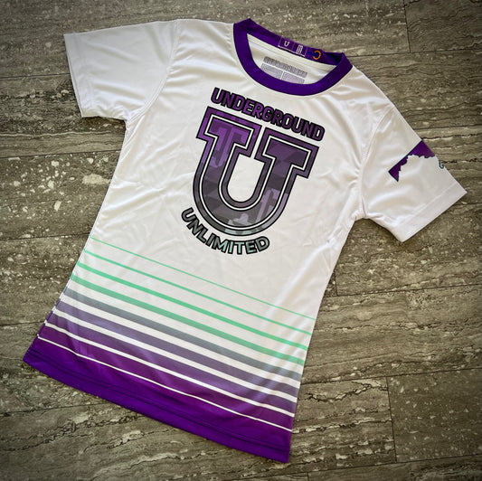 Women’s Underground Performance Dri Tech Short Sleeve Shirt ~ White Striped Flo