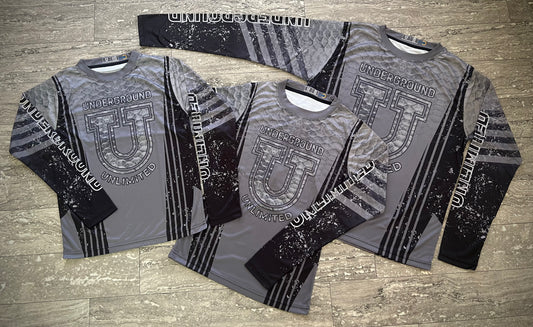 Men’s Underground Pro Performance Sun Long Sleeve ~ Grey and Black Fish Scaled