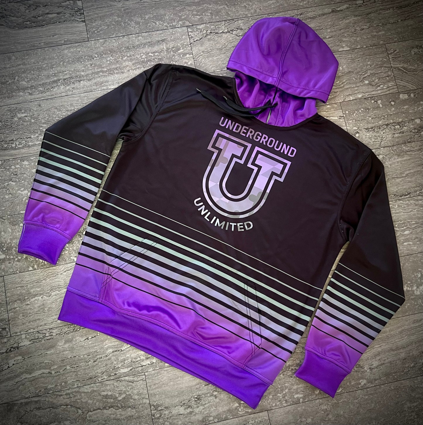 Men’s Underground Performance Hoodie ~ Black Striped Flo