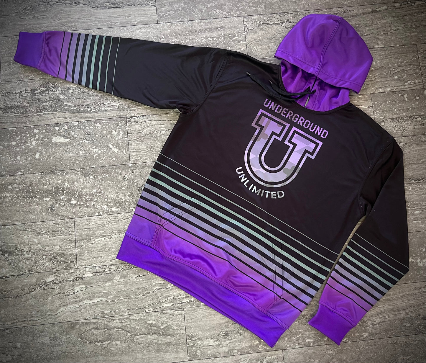 Men’s Underground Performance Hoodie ~ Black Striped Flo